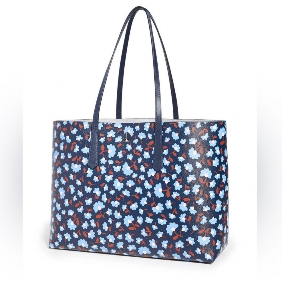 Kate Spade Molly Party Large Tote Bag Women Large Navy Blue Floral Excellent